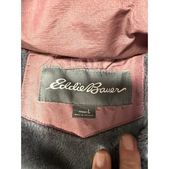 Eddie Bauer Down Insulated Parka Mauve Purple Large Women's Faux Fur Trim - Picture 3 of 14